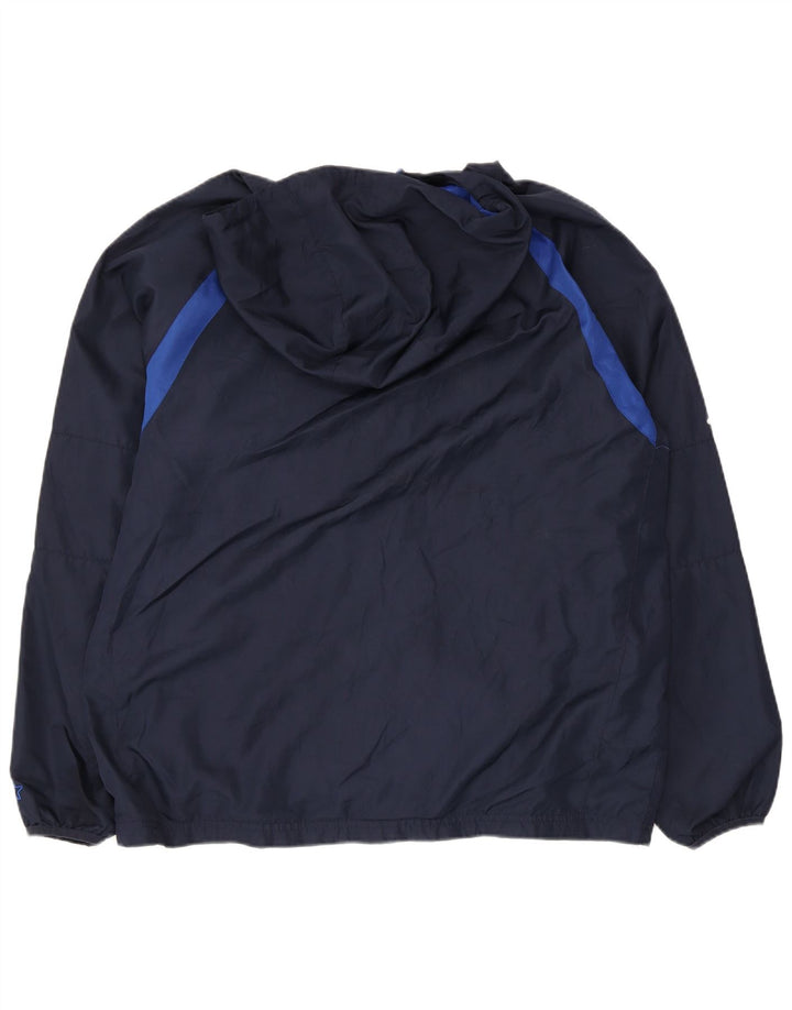 STARTER Mens Hooded Rain Jacket UK 42/44 Large Navy Blue Colourblock
