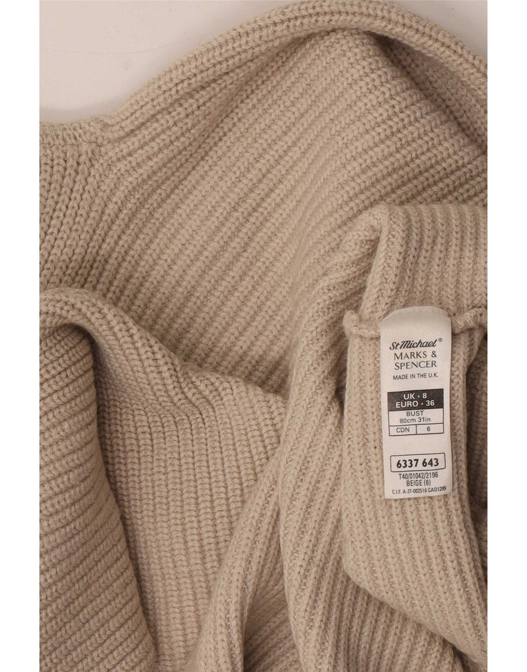 Marks & Spencer Pull col roulé pour femme UK 8 Small Beige