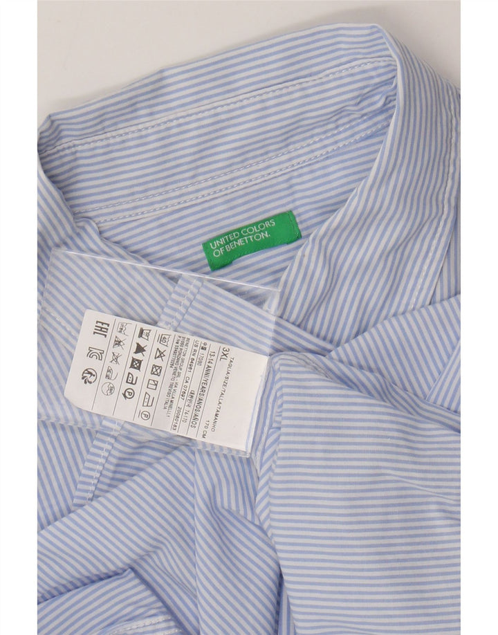 BENETTON Chemise Garçon 13-14 ans 3XL Bleu Rayure Coton