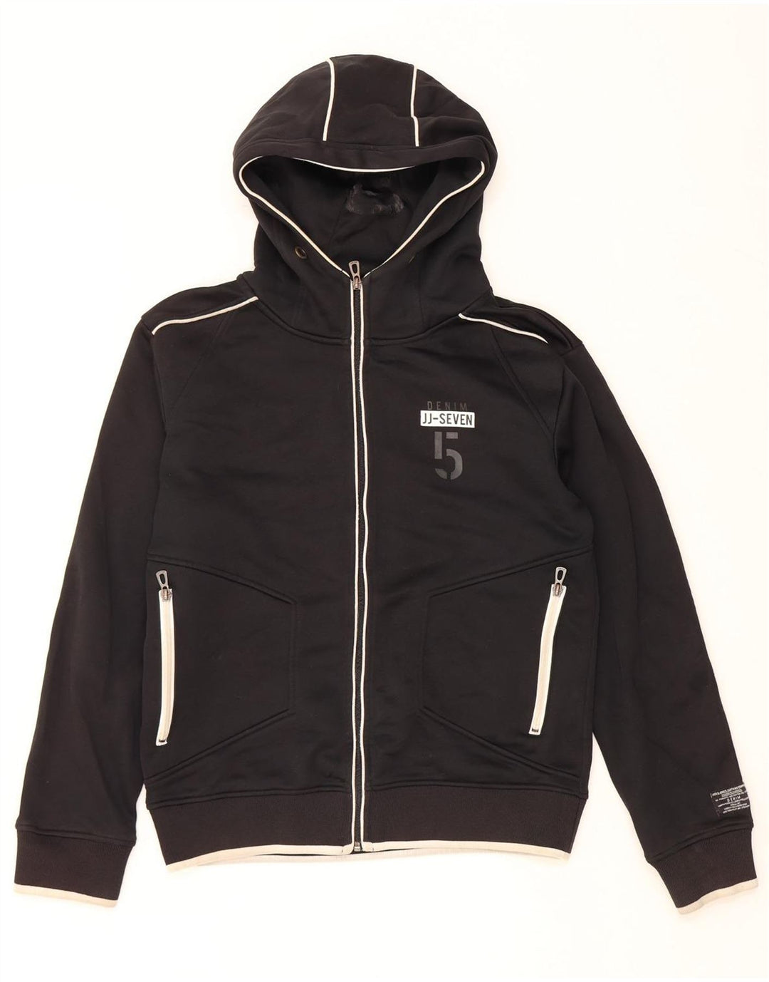 JACK & JONES Pull à capuche zippé pour femme UK 14 Medium Black Colourblock