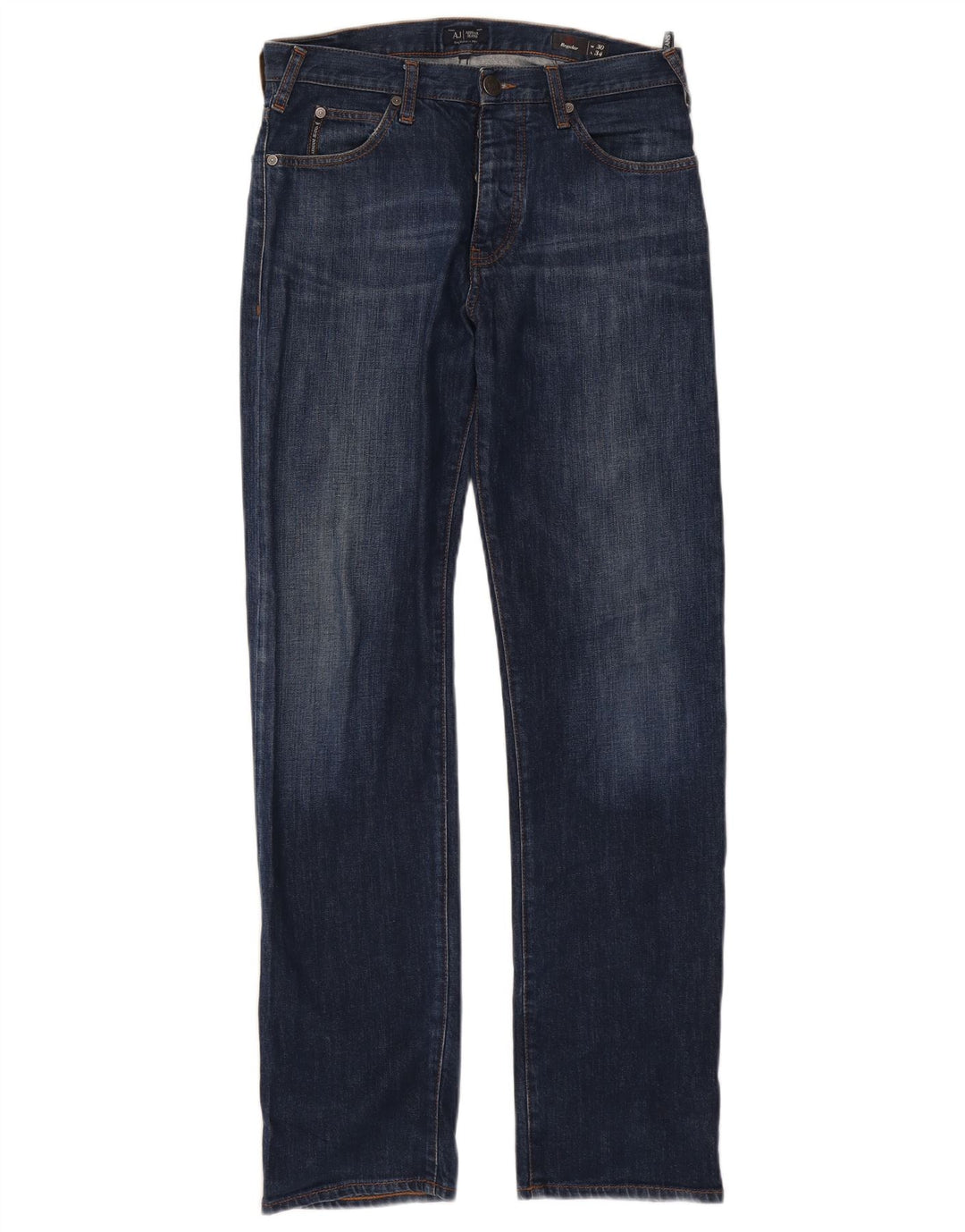 Armani Jean droit coupe droite W30 L32 bleu marine en coton pour homme
