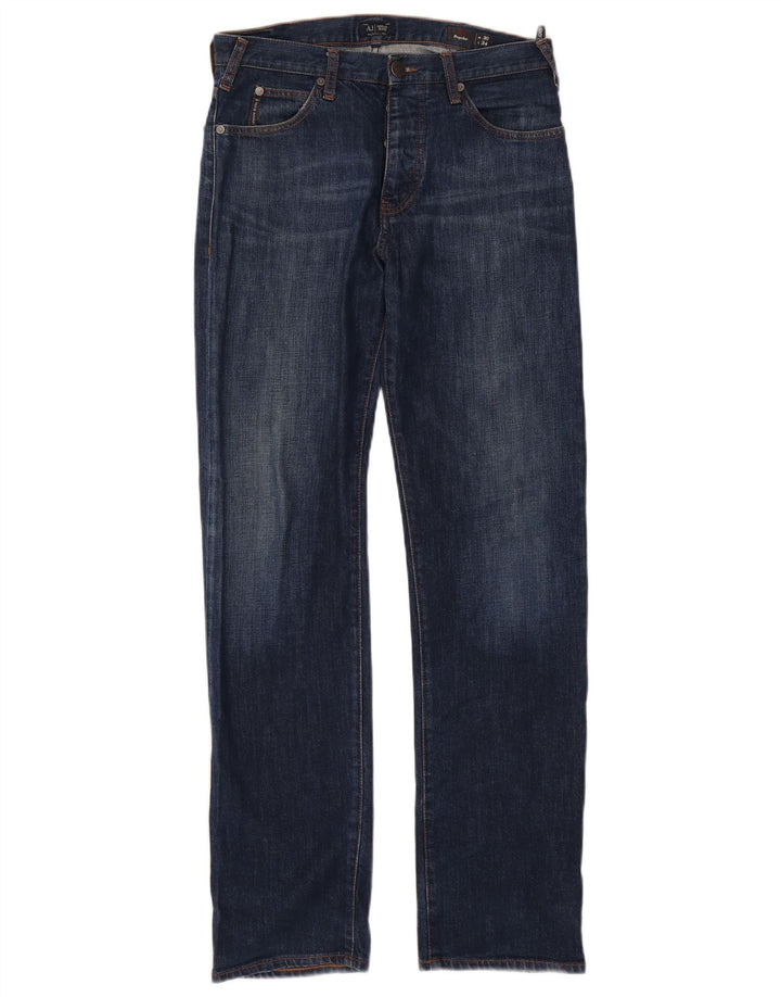 Armani Jean droit coupe droite W30 L32 bleu marine en coton pour homme