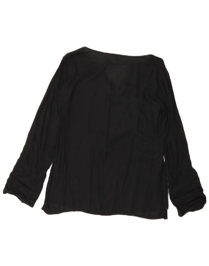 BENETTON Chemisier à manches longues pour femme UK 44 Viscose noir moyen