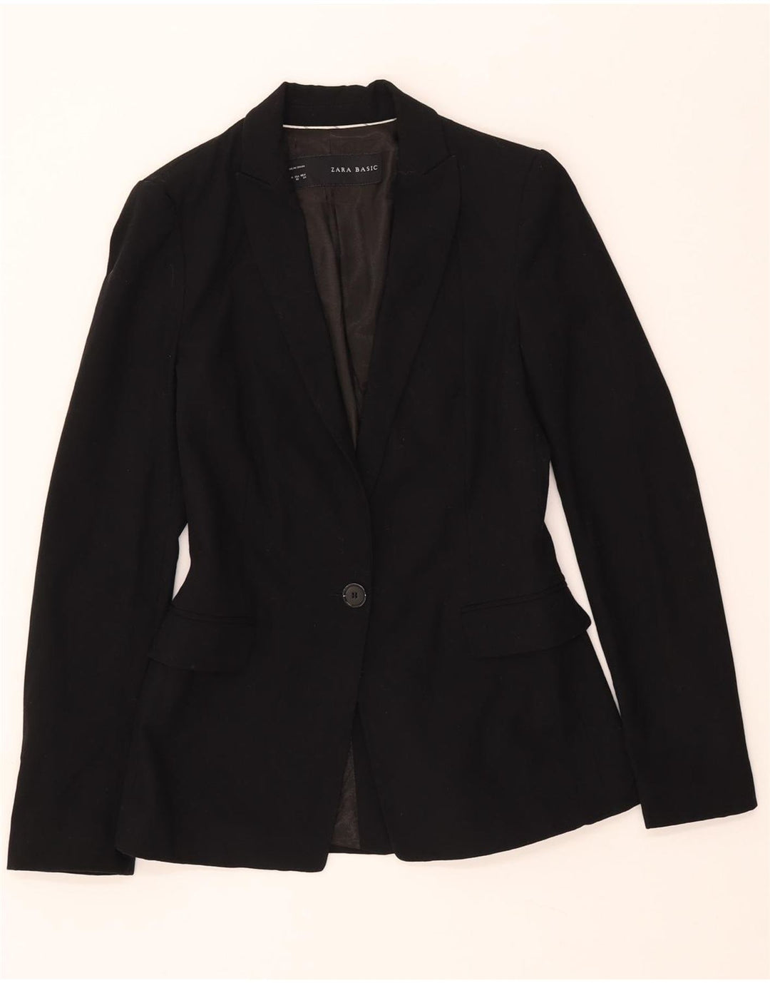 ZARA Veste Blazer 1 Bouton Femme EU 34 2XS Noir