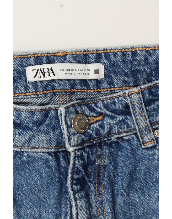 ZARA Jean fuselé taille haute pour femme EU 38 Small W28 L28 Bleu