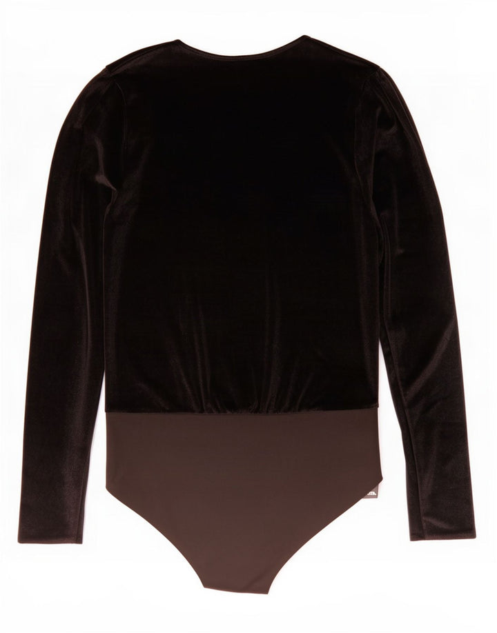 Zara Body en velours à manches longues pour femme UK 12 Medium Noir Colourblock