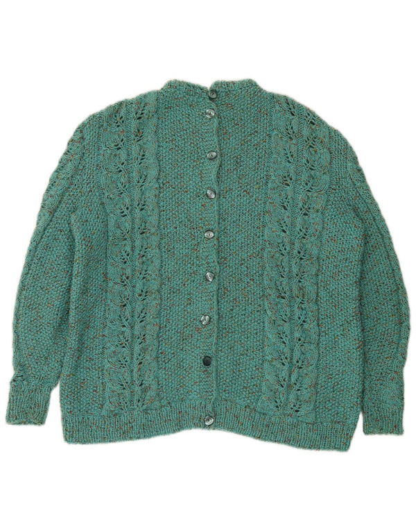 vintage Womens Cardigan Sweater UK 16 Grand Turquoise Moucheté
