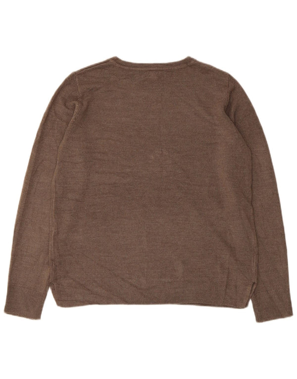 Marks & Spencer Pull à col rond pour femme UK 10 Petit Acrylique Marron
