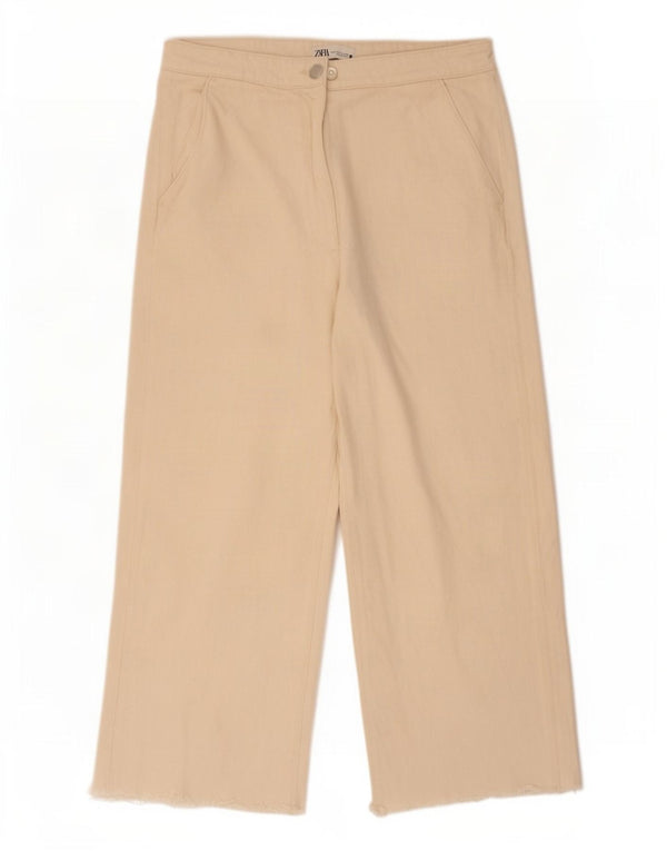 Zara Jean taille haute jambe large pour femme EU 44 XL W34 L28 Beige