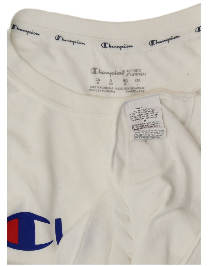 CHAMPION Womens Crop Graphic T-Shirt Top UK 14 Medium White