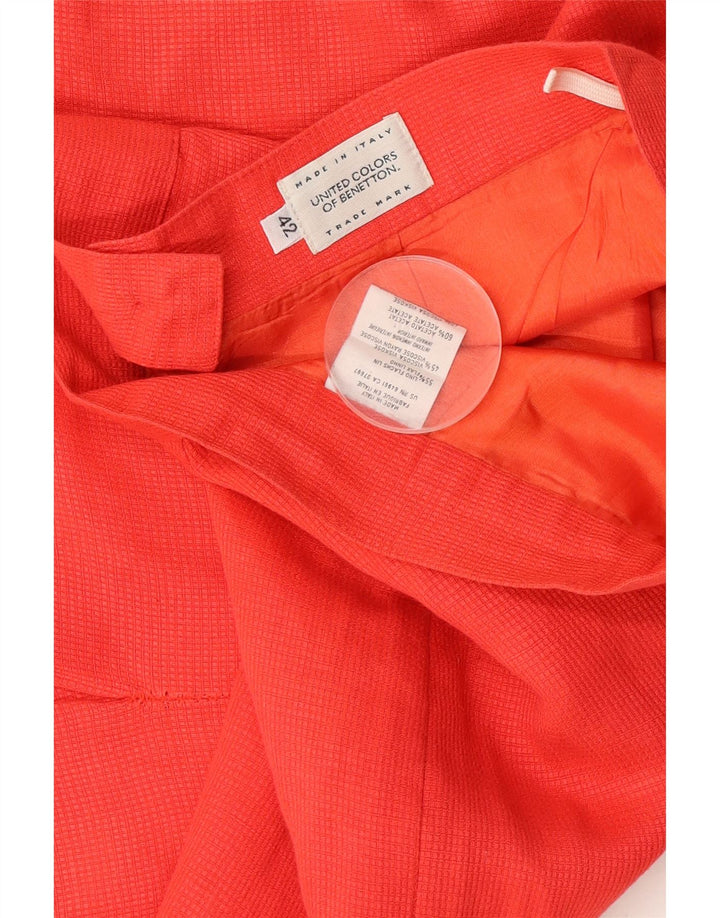 Jupe Crayon Mini pour Femmes Benetton IT 42 Medium W26 Rouge à Carreaux en Lin