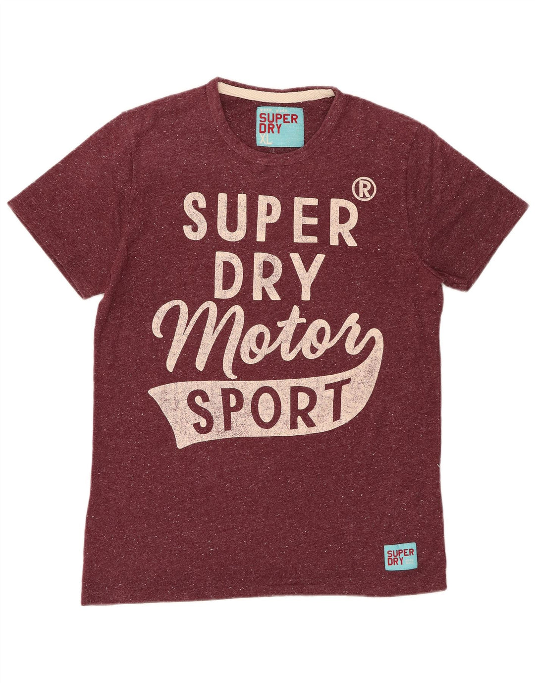 SUPERDRY T-Shirt Graphique Top XL Coton Chiné Bordeaux Homme