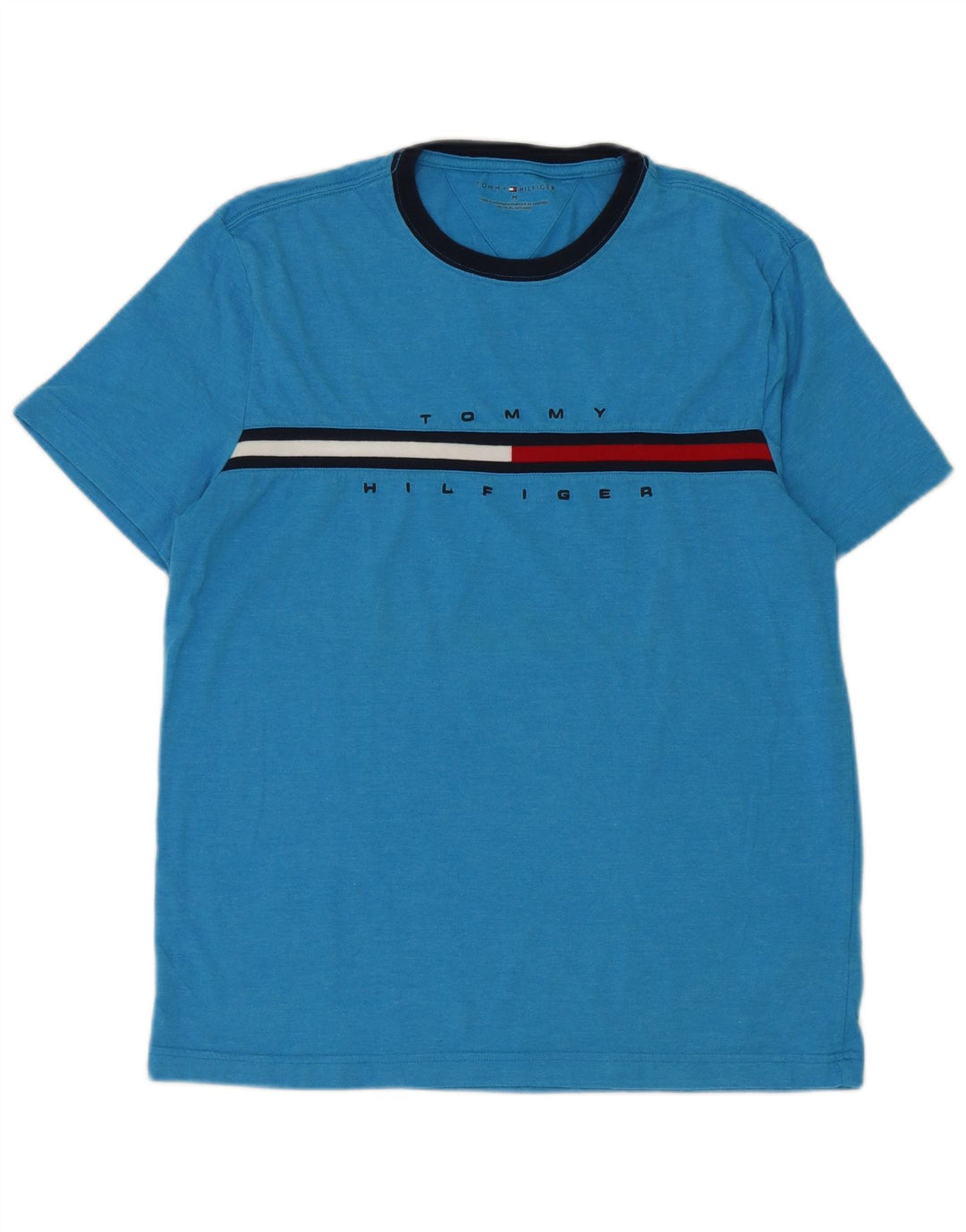 Tommy Hilfiger T-Shirt Graphique Homme Bleu Moyen Coton