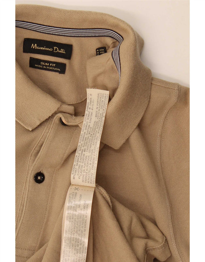 Massimo Dutti Polo Slim Fit Homme Coton Beige Moyen