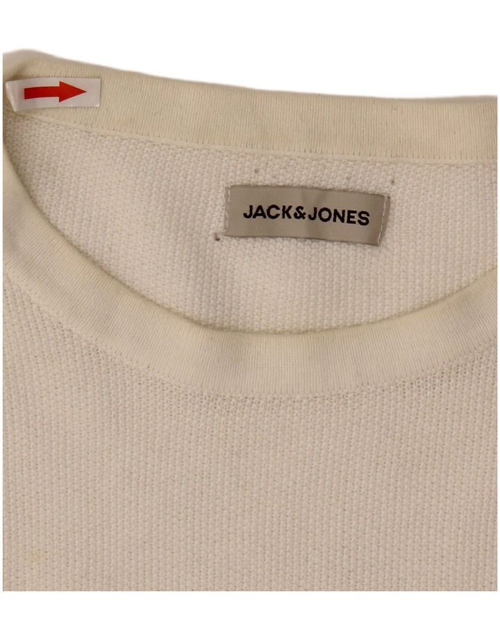 Jack & Jones Pull à col rond pour homme en coton blanc Large