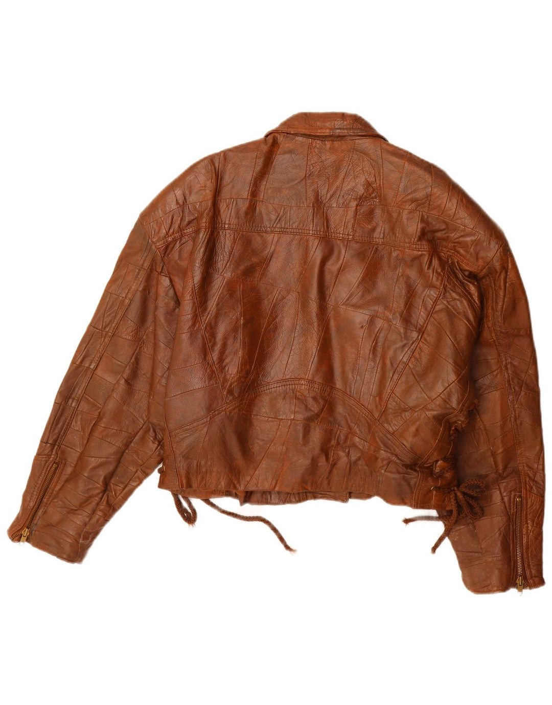 Veste en cuir femme vintage IT 42 Cuir patchwork marron moyen