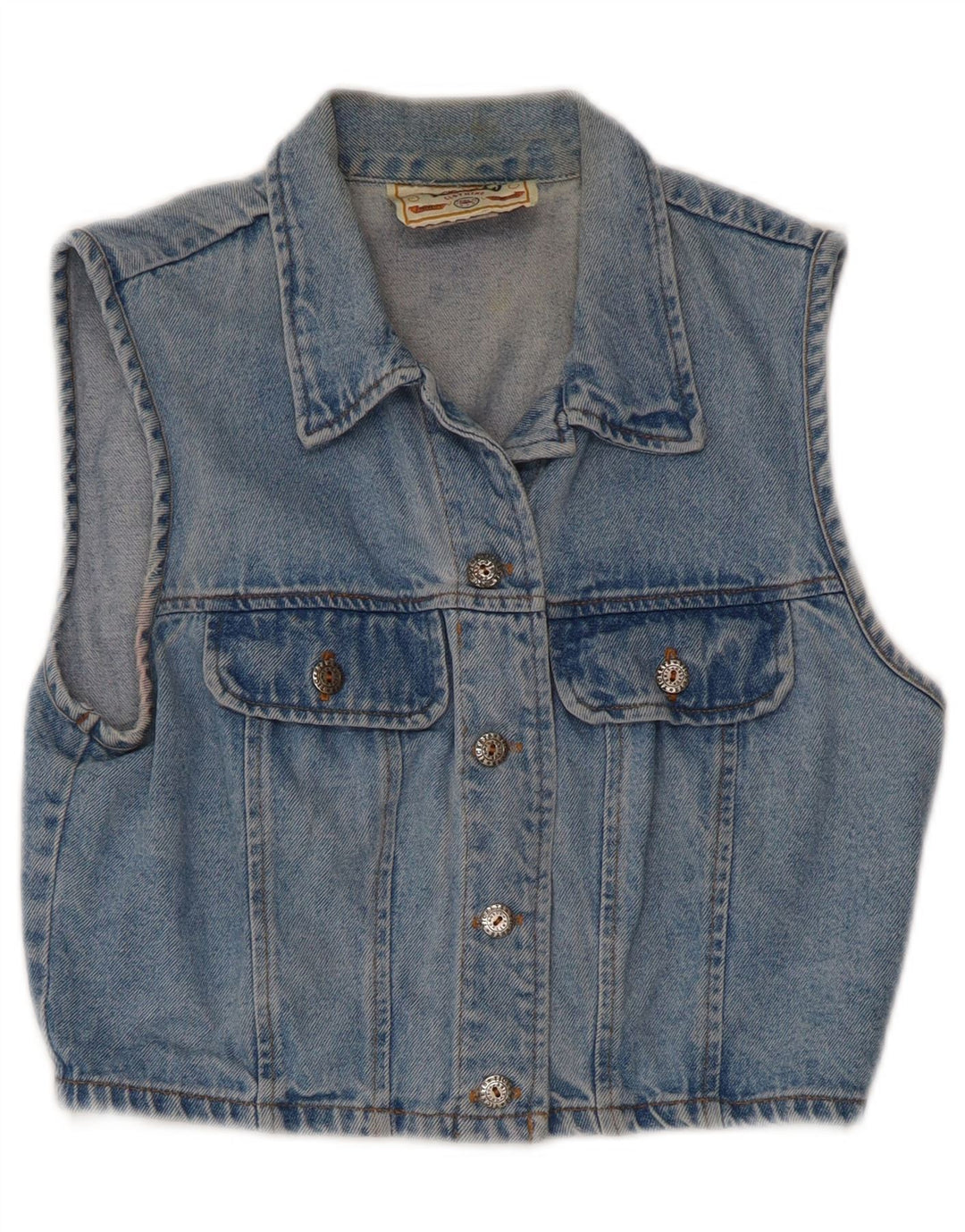 VINTAGE Gilet en jean fille 9-10 ans Bleu Coton