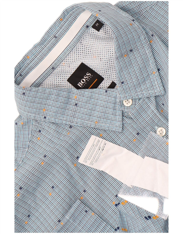 Hugo Boss Chemise à manches courtes en coton à carreaux bleu moyen