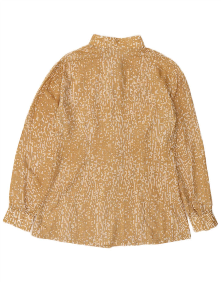 Chemisier chemise femme vintage UK 12 jaune moyen tacheté