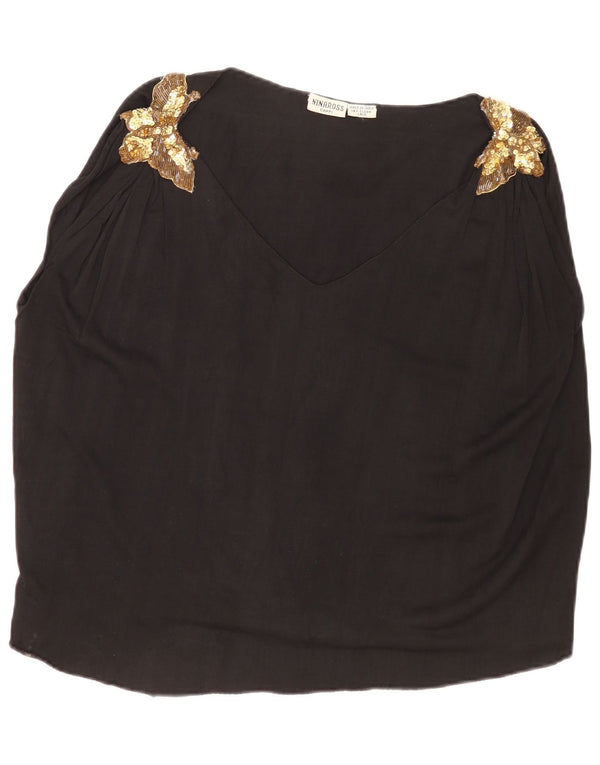 Vintage Womens Sleeveless Blouse Top UK 18 XL Black