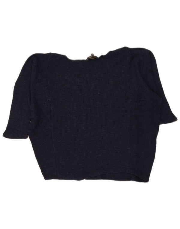Massimo Dutti Pull à manches 3/4 et col bateau pour femme UK 6 XS Bleu marine