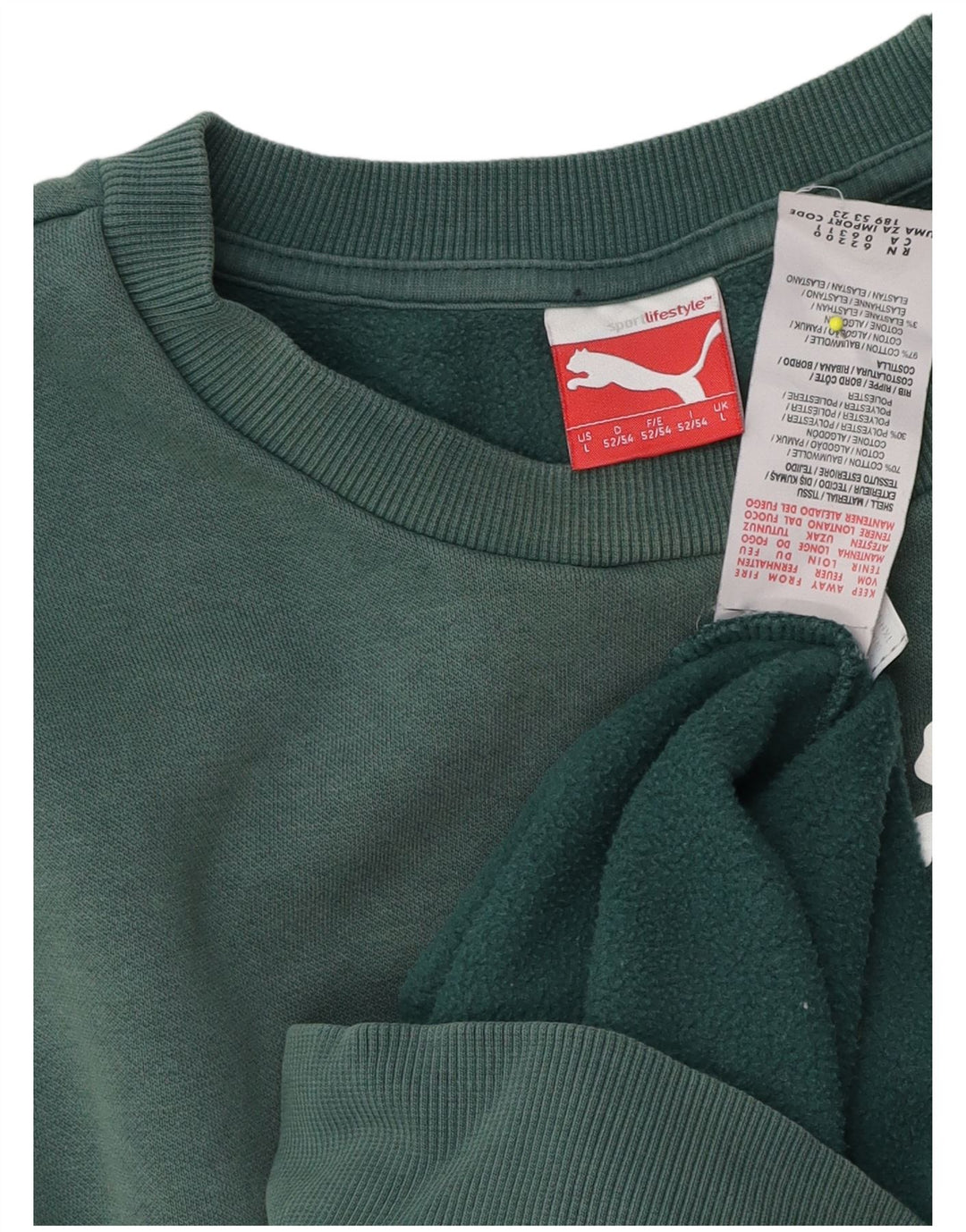 Puma Sweat-shirt graphique pour homme en coton vert Taille L