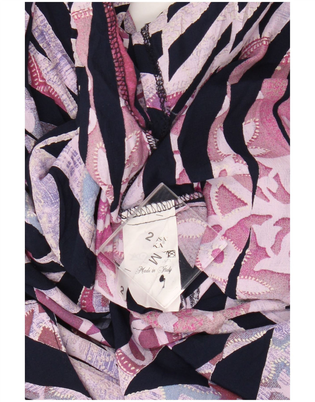 chemise femme vintage UK 14 Viscose géométrique multicolore moyenne