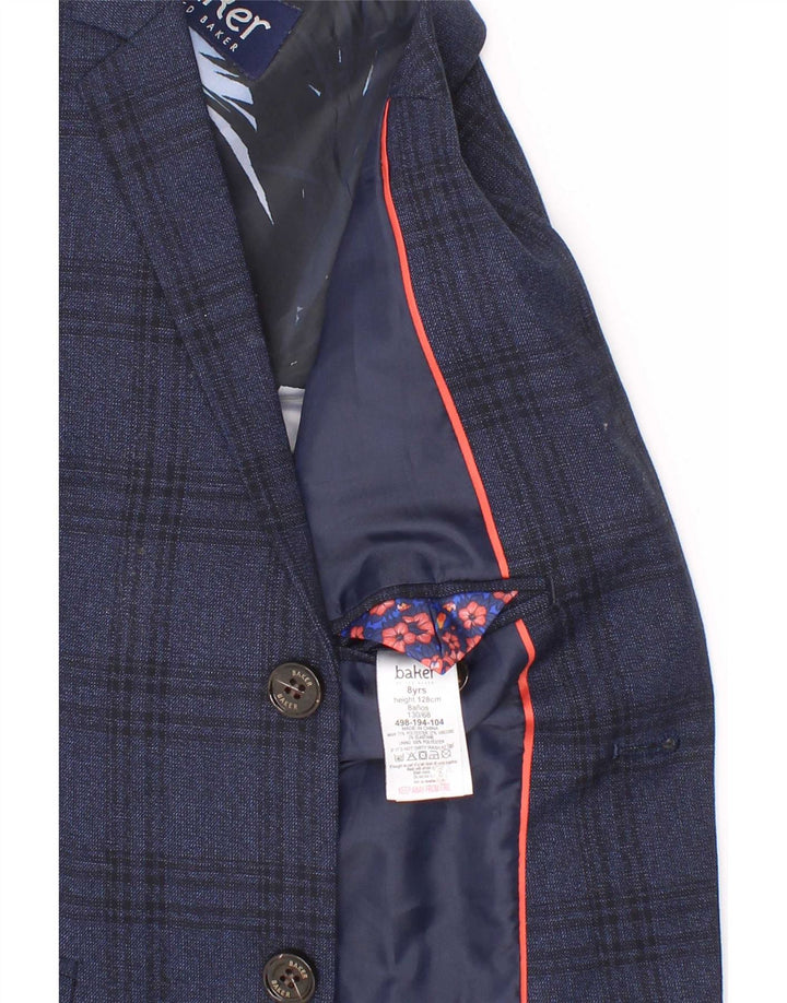 Ted Baker Veste blazer à 2 boutons pour garçon 7-8 ans Bleu marine à carreaux Polyester