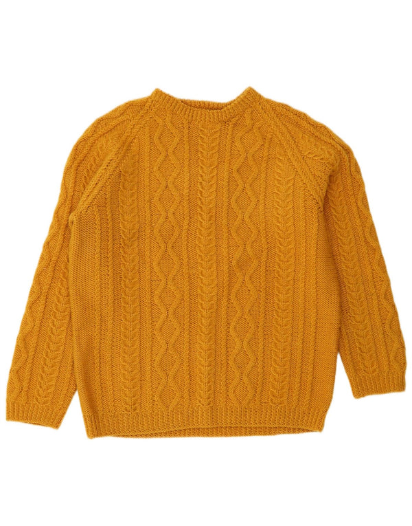 vintage Womens Boat Neck Jumper Pull UK 16 Grand Jaune