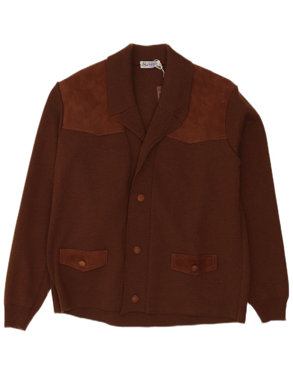 vintage Mens Cardigan Pull Petit Brun