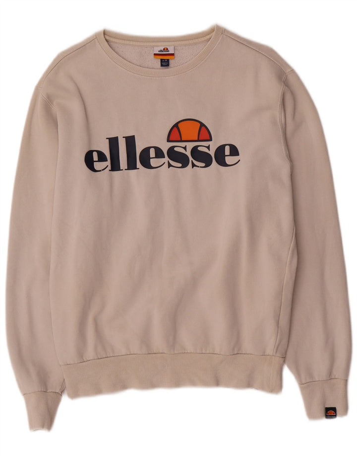 Ellesse Sweat-shirt graphique pour femme UK 14 en coton blanc moyen