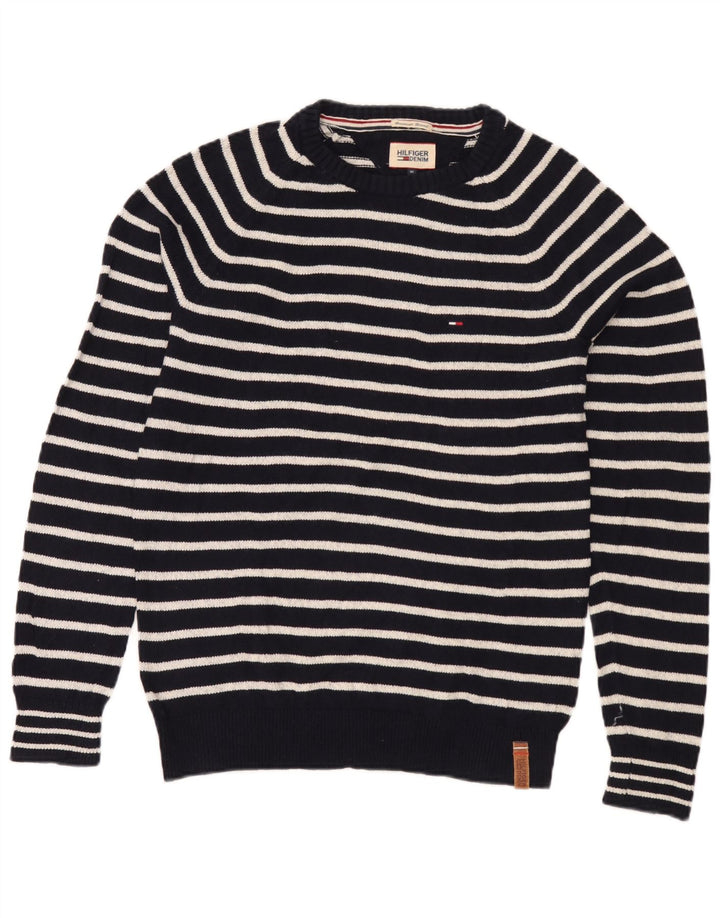 Tommy Hilfiger Pull à col rond pour homme Bleu marine rayé