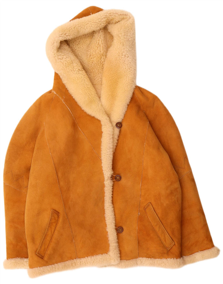 veste en peau de mouton surdimensionnée à capuche femme vintage EU 40 Brun moyen