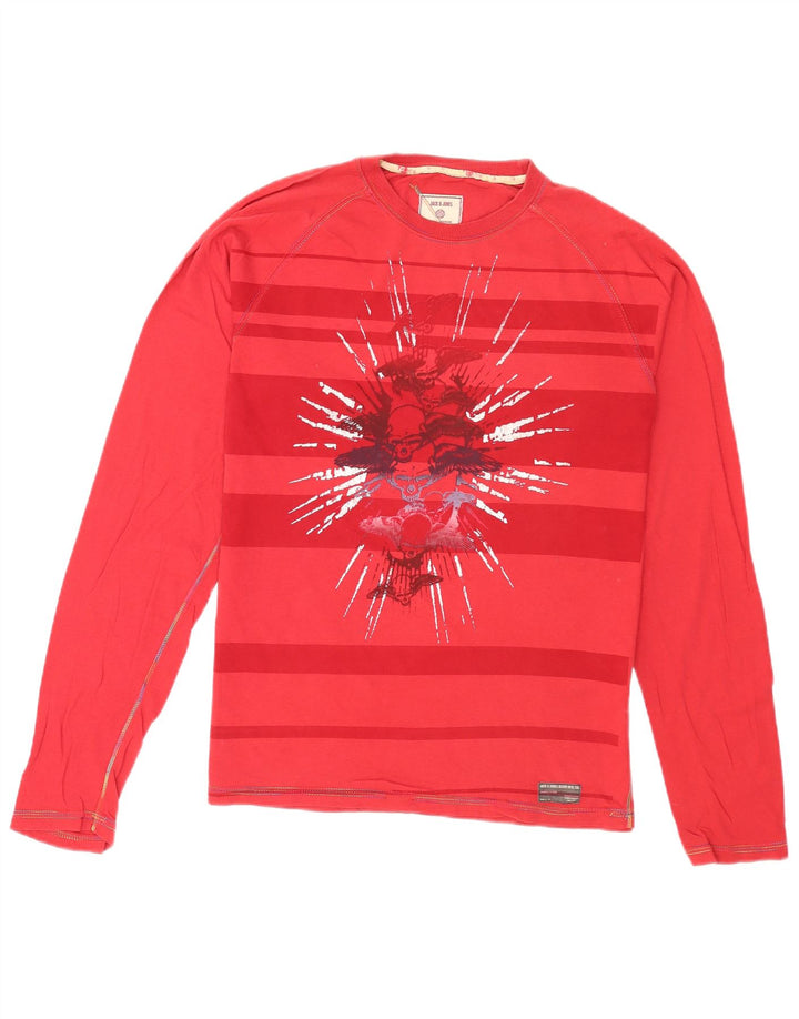 Jack & Jones Haut graphique à manches longues pour hommes en coton rouge grand