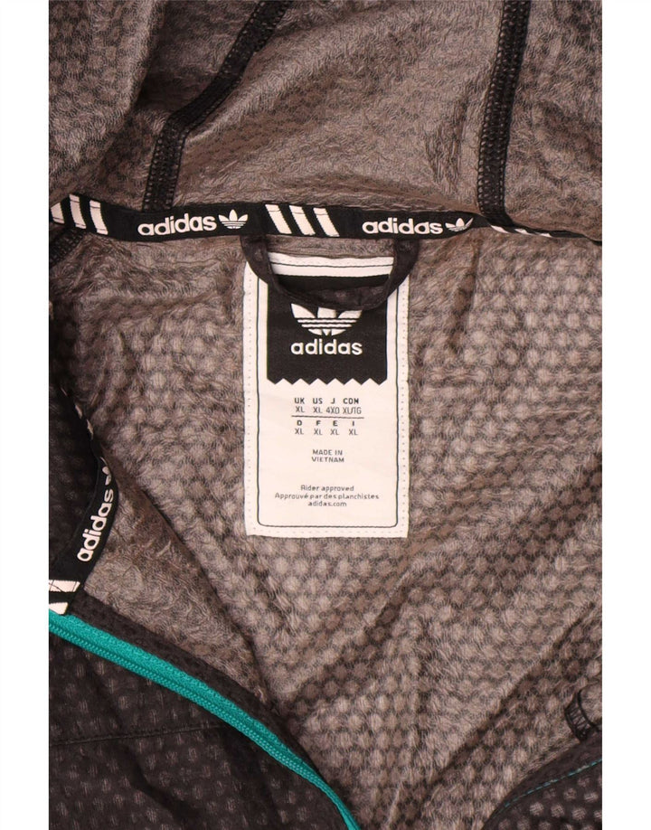 Adidas Veste de pluie à capuche pour homme UK 42 XL Noir Polyester