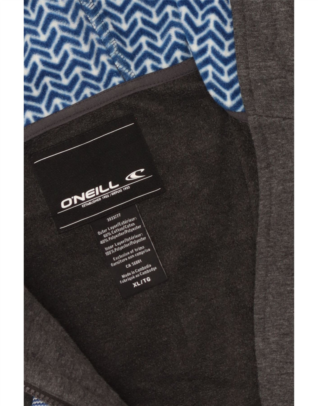 O'Neill Pull à capuche zippé graphique pour homme XL Gris Coton
