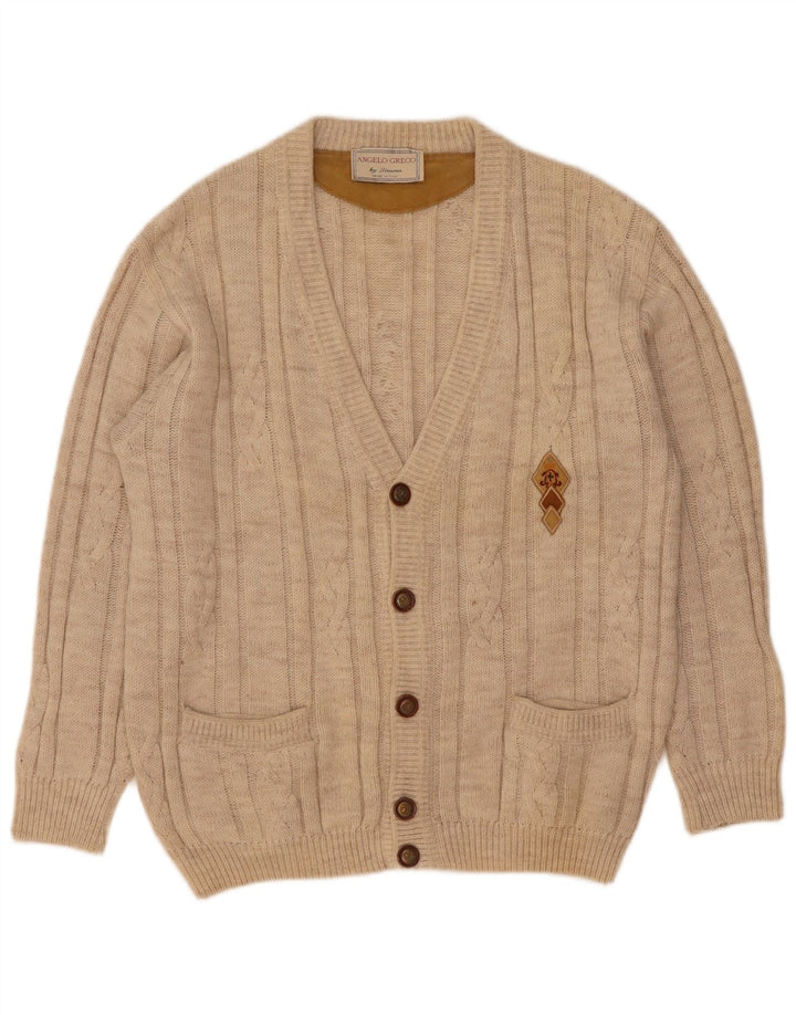 Angelo Greco Pull Cardigan Homme IT 48 Laine d'Alpaga Beige Moyen