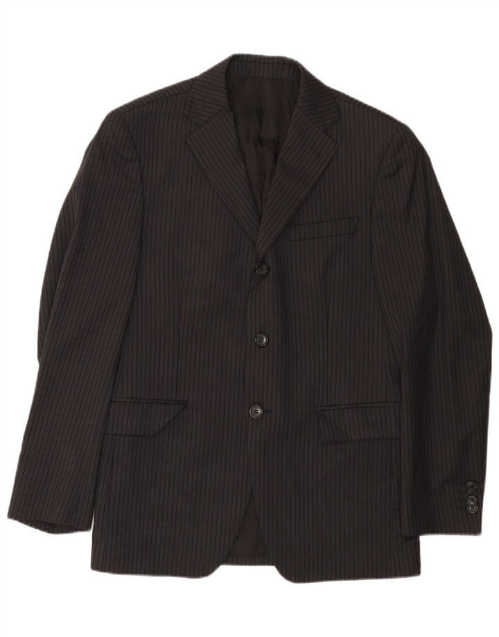 Paoloni Veste blazer à 3 boutons pour homme IT 48 Noir moyen à fines rayures