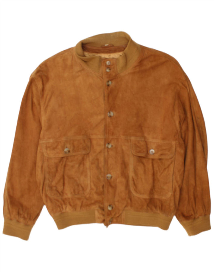 veste bomber en daim vintage pour homme UK 42 XL Marron