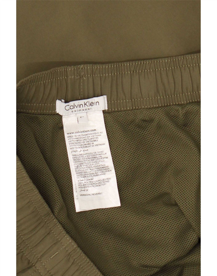 Calvin Klein Short de bain graphique pour hommes, grand, kaki, polyester