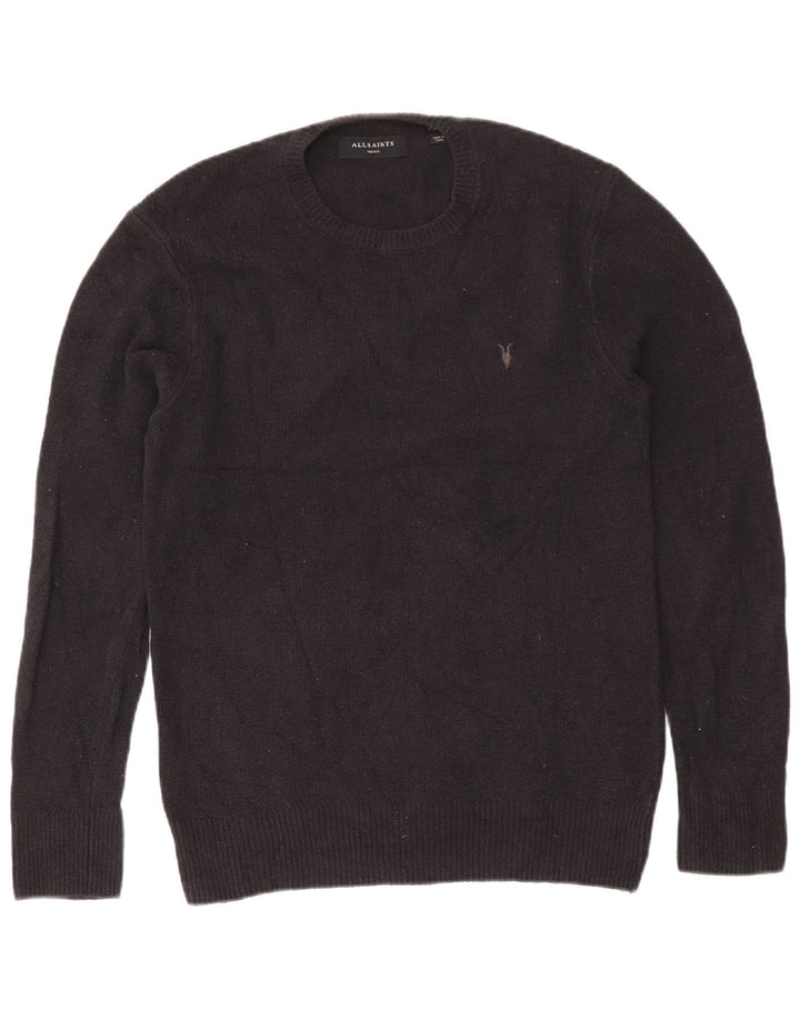 All Saints Pull à col rond pour homme en coton bleu marine Small