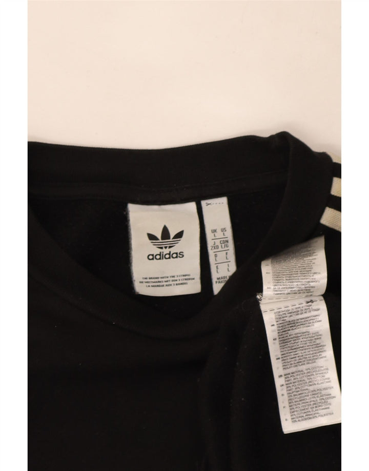 Adidas Sweat-shirt pour homme en coton noir Taille L