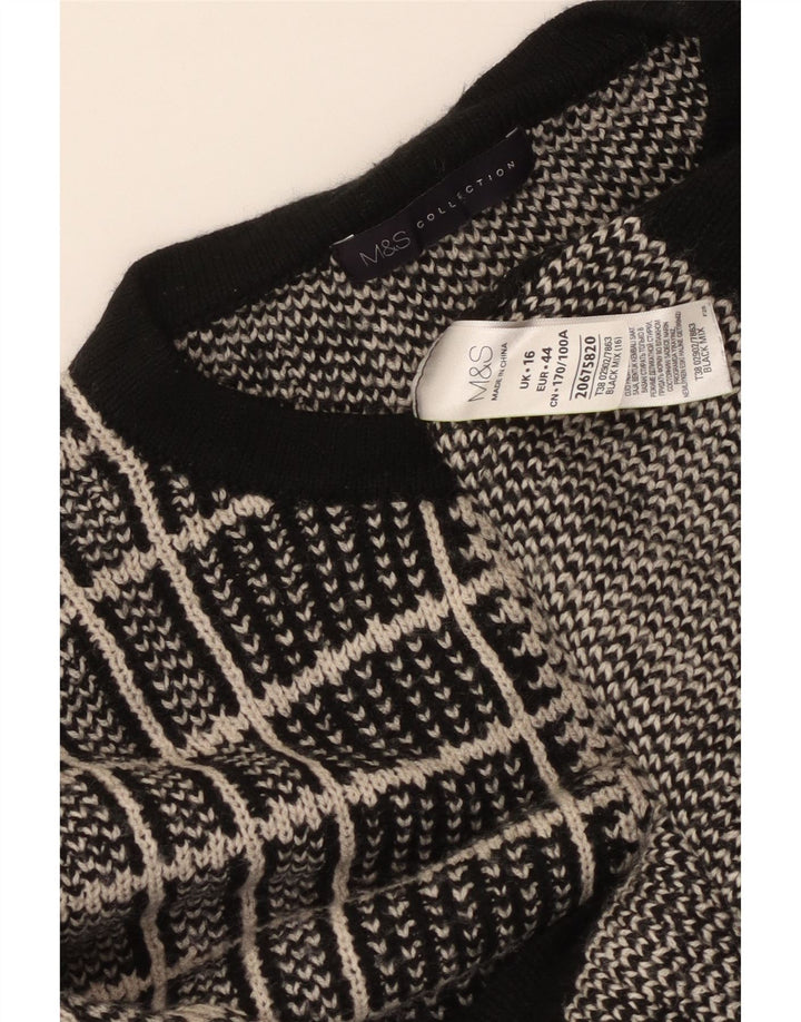 MARKS & SPENCER Pull à col rond pour femme UK 16 Grand carreaux noirs