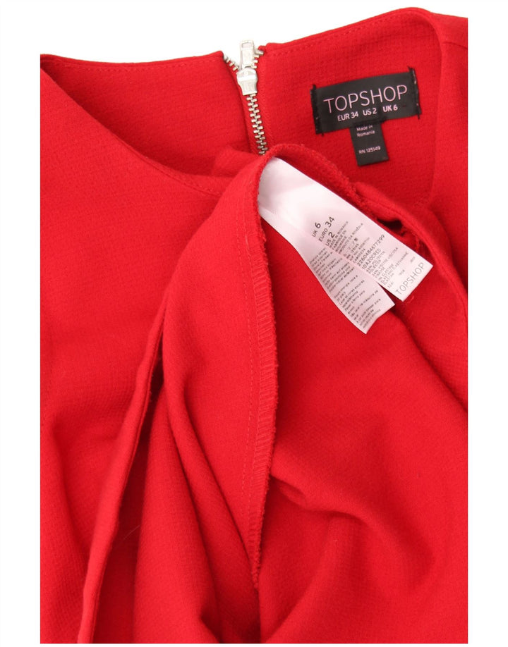 TOPSHOP Robe trapèze sans manches pour femme UK 6 XS Rouge Polyester