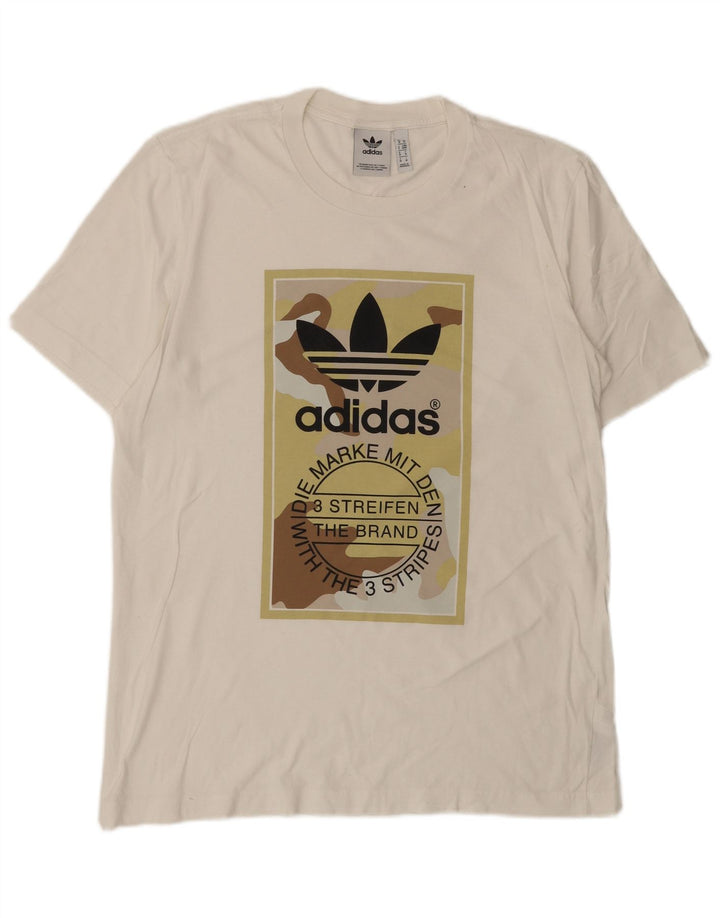 Adidas T-shirt graphique pour homme en coton blanc moyen