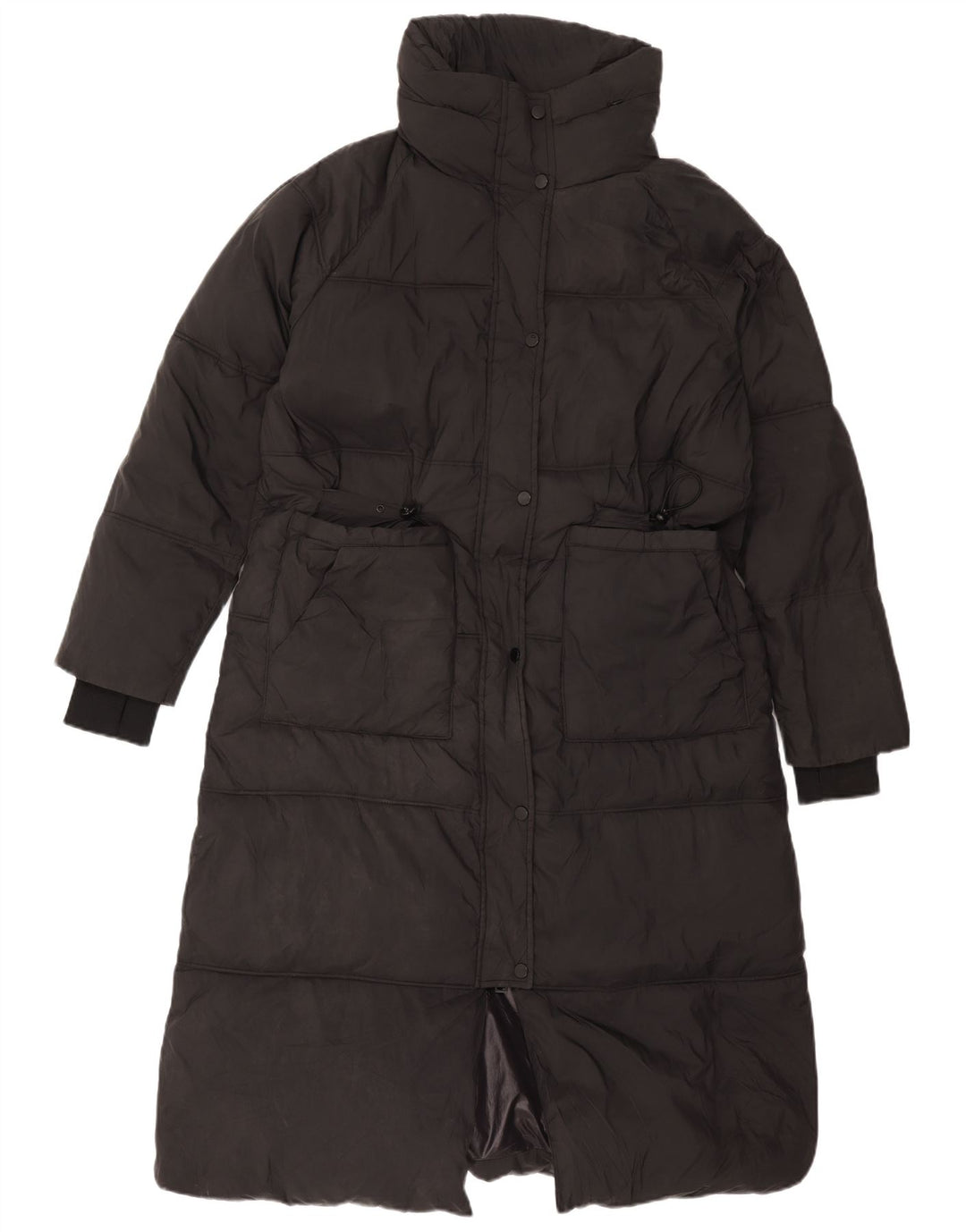 Zara Manteau rembourré à capuche pour femme UK 14 Polyester noir moyen