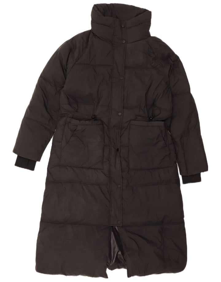 Zara Manteau rembourré à capuche pour femme UK 14 Polyester noir moyen