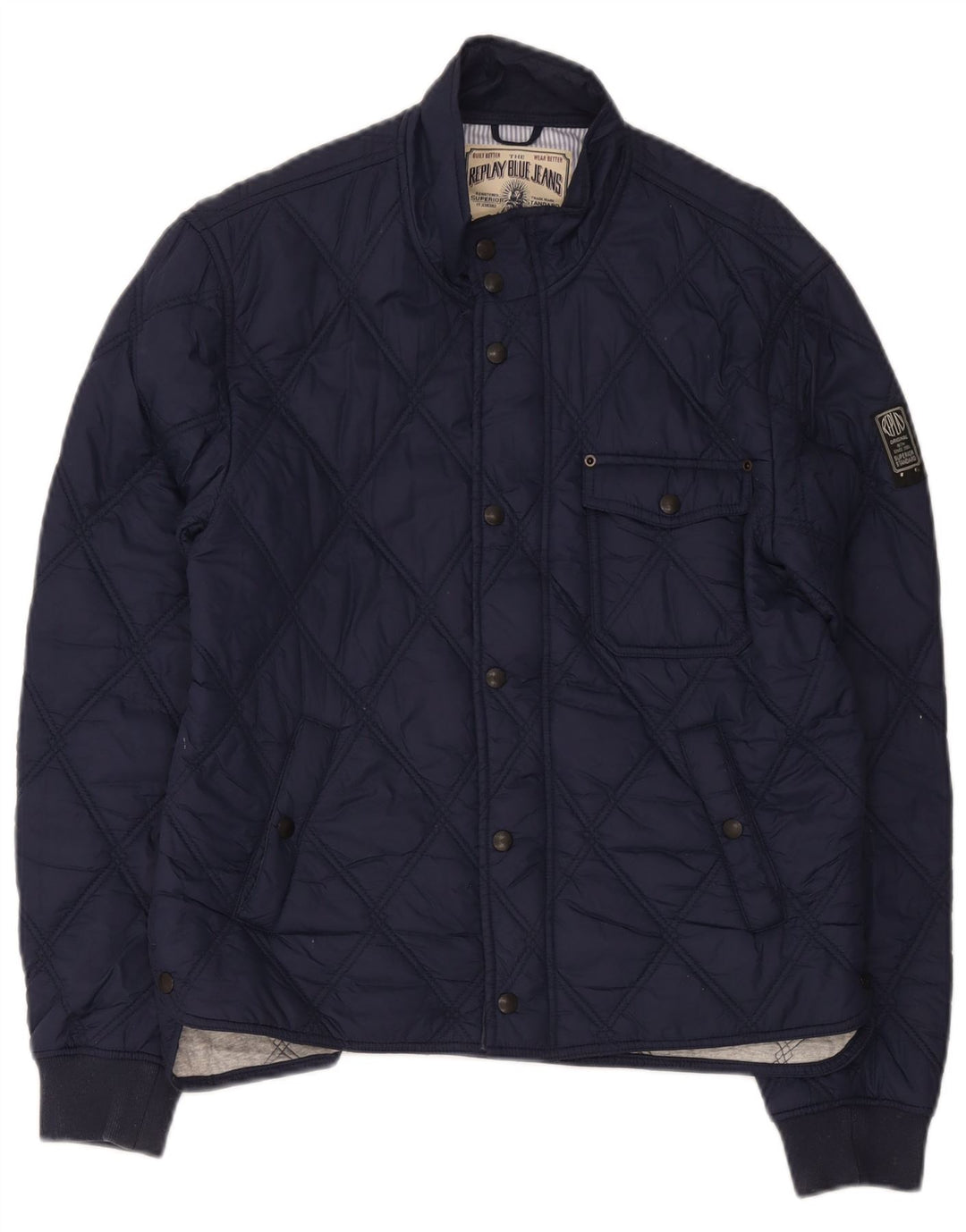 Replay Veste matelassée pour homme UK 38 Bleu marine moyen Polyamide