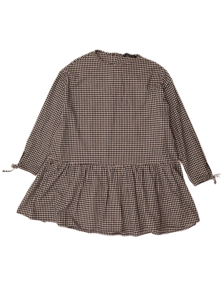 Zara Robe basique surdimensionnée à manches 3/4 pour femme UK 10 Petit vichy noir