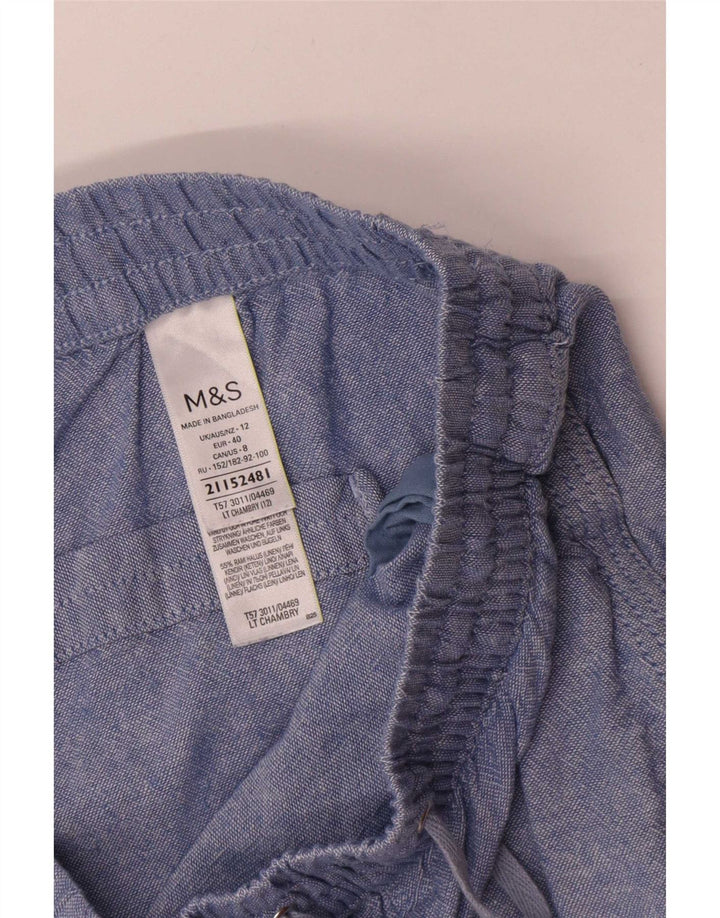 Marks & Spencer Short décontracté pour femme UK 12 Medium W30 Lin bleu